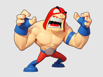Wrestler Mascot Cartoon Illustration 3d angry cartoon cute illustration mascot mask pastel rendering wrestler