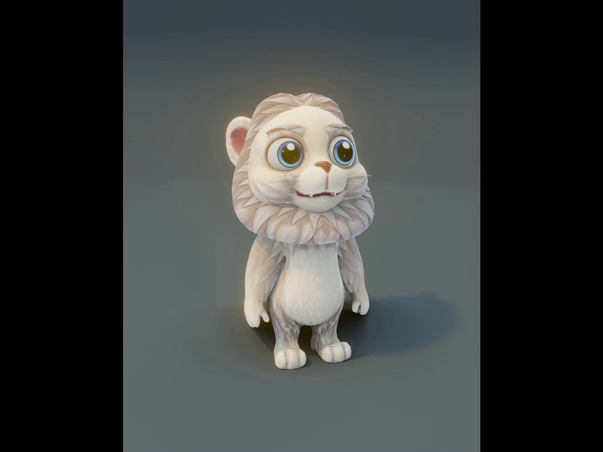 Cartoon White Lion 3D Model designs, themes, templates and downloadable