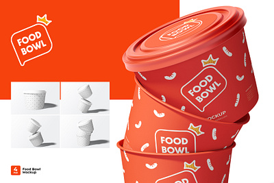 Food Bowl Packaging Mockup bowl brand branding business cafe container food food bowl label logo mockup package packaging paper bowl product restaurant