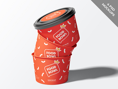 Food Bowl Packaging Mockup bowl brand branding business cafe container food food bowl label logo mockup package packaging paper bowl product restaurant