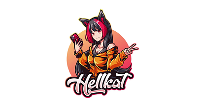 Hellkat - Logo Animation 2d 2danimation aftereffects animation anime girl graphic design iphone logo motion graphics