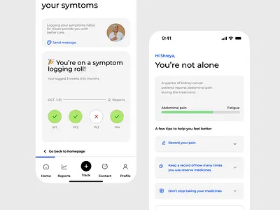 Symptom management ui