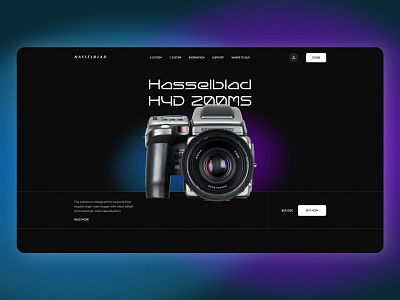 Online camera store Hasselblad camera store design landing page ui ux