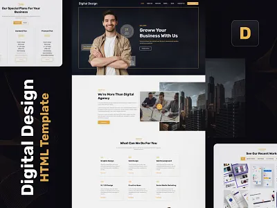 Digital Design: Your Gateway to Modern & Sleek Web Solutions branding business solutions creative agency creative solutions digital design digital marketing graphic design mobile friendly modern template multipurpose online presence responsive design ui user experience web design web development