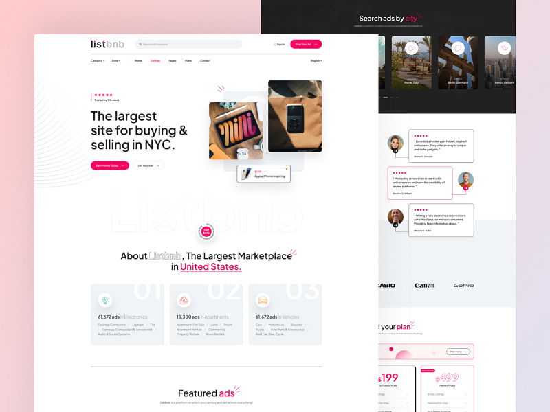 Listbnb Ads & Listings Website Design ads app design footer header landing page landingpage listbnb listing listing app listing website listings service testimonials ui ui design ux ux design