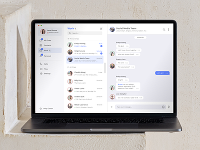 Work/Personal Chat App for Desktop Design Concept chat box chatting daily ui direct messaging mac app macos message messager productivity user experience user interface website whatsapp