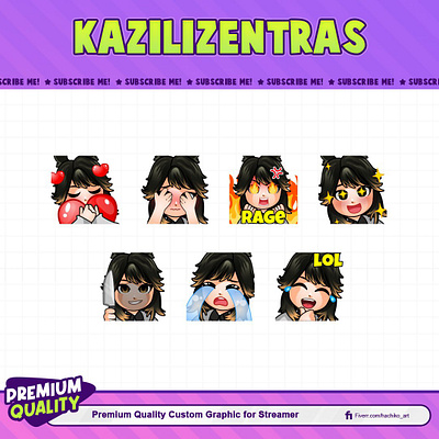 Chibi Girl Custom Emotes For Twitch, Discord By Hachiko_art design discord emotes facebook emotes hachiko hachiko art illustration loyalty badges noai sub badges sub emotes twitch emotes ui youtube emotes