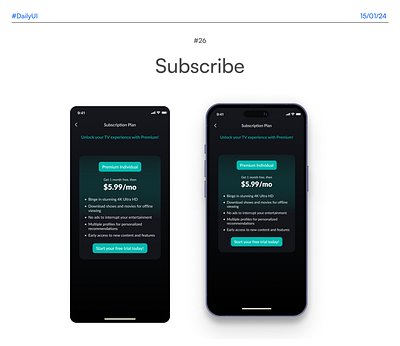 Subscribe DailyUIChallenge#26 dailyui figma figma design mobile app mobile design payment subscription ui ui design uiux user interface