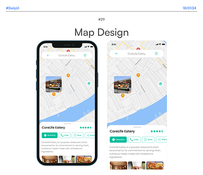 Map Design DailyUIChallenge#29 app design eatery figma design location map mobile mobile app mobile map ui uiux user interface