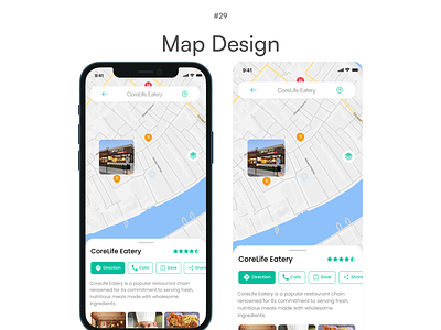 Map Design DailyUIChallenge#29 app design eatery figma design location map mobile mobile app mobile map ui uiux user interface