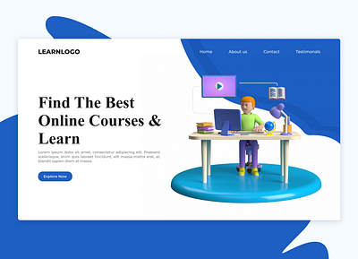 3D Hero Section UI For E-Learning Website design elearning responsive ui web design webpage website