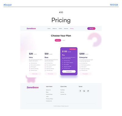 Pricing DailyUIChallenge#30 choose plan figma landing page payment pricing ui ui design uiux user interface web design website