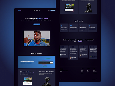 AI video generator landing page UI ai ai tool home page landing page saas ui ui design video editing web design