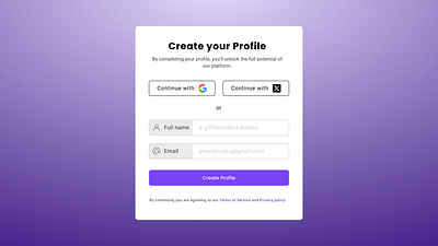 Create Profile Page create account create profile figma form registration sign in sign up