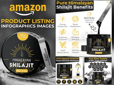 Amazon Listing Infographics || Himalayan Shilajit a content adobe illustrator adobe photoshop amazon amazon infographics amazon listing amazon listing images ebc enhanced brand content graphic design infographics listing design listing images