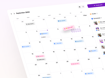Podcast Social Media Calendar 🗓️ ausha calendar calendar page clean dashboard interface minimal podcast saas ui ux