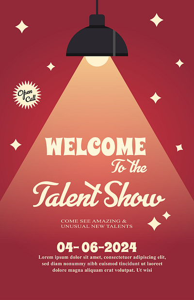 Talent show poster design in vintage style abstract club design doodle fun geometrical illustration kaliedoscope party pattern poster retro seamless show sparkle style talent template textile vintage