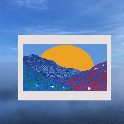 Mountains at sunset branding design graphic design illustration logo minimal procreat ui vector