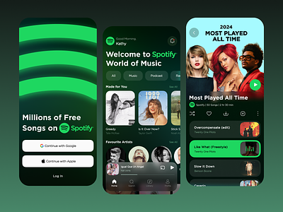 Spotify App app design freelancer designer gradient green ios music music app music branding music discovery music playing spotify spotify app spotify premium spotify ui spotifyui streamlined ui ui ui design user experience ux