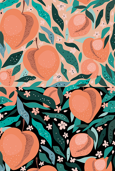 Seamless summer pattern with apricot Fruit summer vibes graphic design