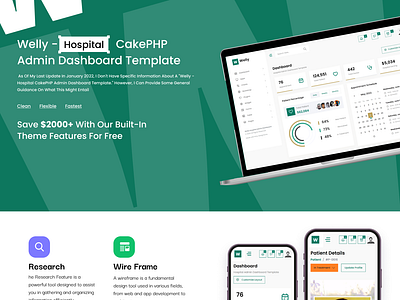 Welly - Hospital CakePHP Admin Dashboard Template branding creative design dribbble e commerce illustration insta post logo product design social media marketing social media post template ui uiux user experince user interface ux web web design website