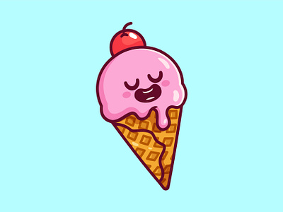 Ice Cream cartoon cherry colorful cone cream dessert food happy ice ice cream scoop sprinkles sweet