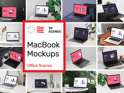 MacBook Mockups - Workspace Mockups brand branding bundle free updates header identity kit minimal modern pack portfolio presentation scene template typography