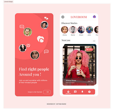 Connect with right People - LoveRoom ( Dating App Design ) app design application design dating app figma ui ui design uiux design uiux designer