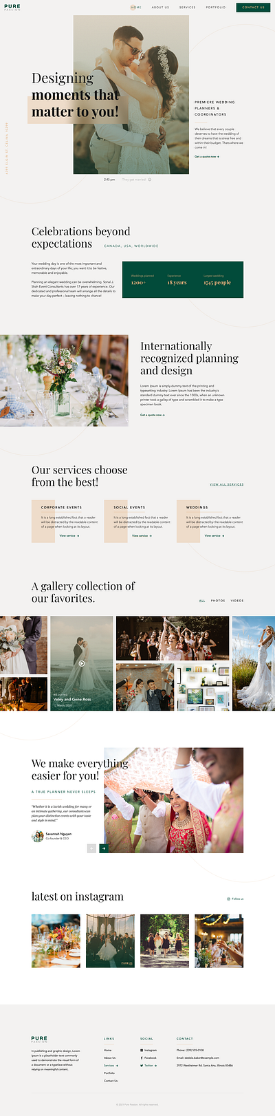 Wedding planner's landing page landing page design ui uiux user interface design visual design website design wedding wedding landing page