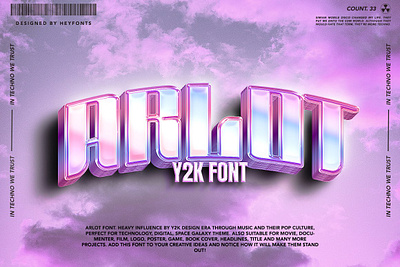 Arlot Y2k Font arlot y2k font bold decorative display font future futuristic logo modern poster techno technology y2k y2kdesign y2kfont