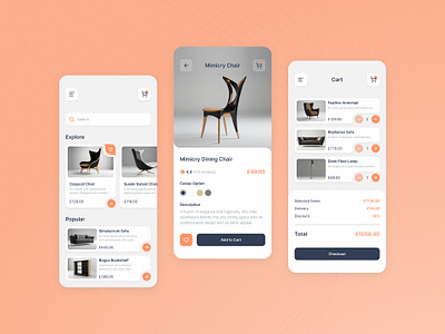 Furniture Store Mobile App adobe android app apple bed chair delivery figma furniture graphic design ios mobile online order shop sofa store ui uiux ux
