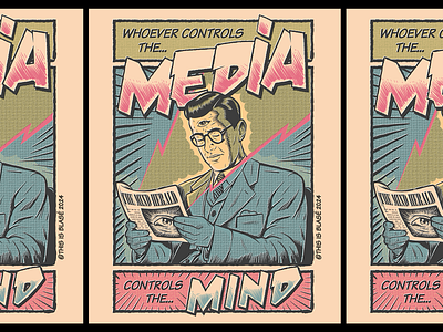 Media control comics design illustration media retro surrealism vector vintage vintage comics