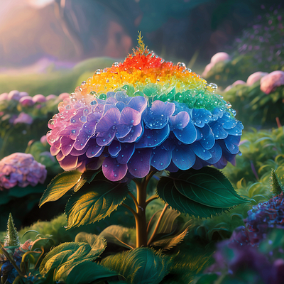 Rainbow Radiance: Dawn's Dewy Delight 3d elements. animation artisticwonder cinematic quality design illustration painting
