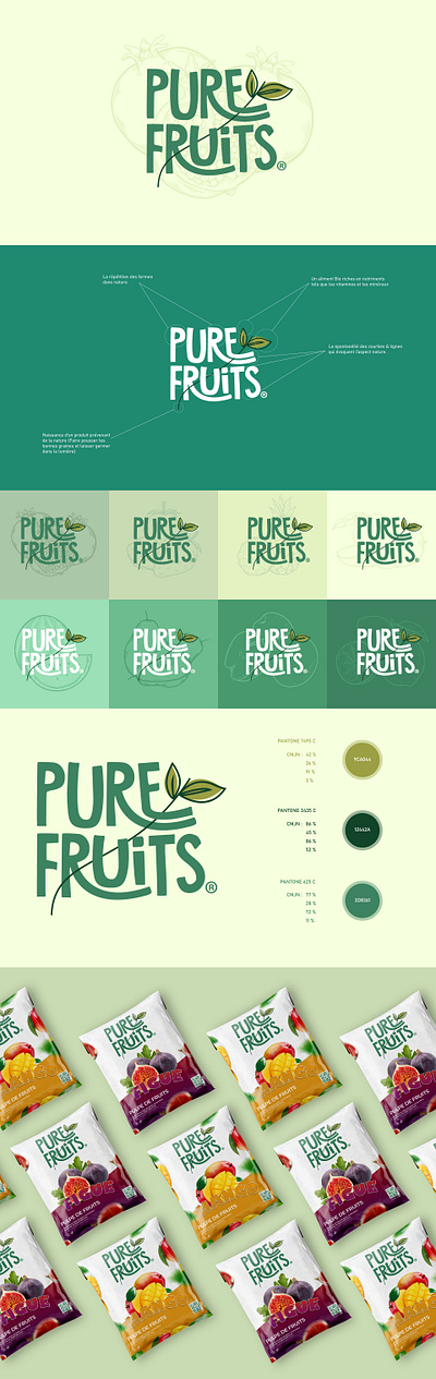 Pure Fruits bio biodesign branding design fruitslogo graphic design graphics green logo packaging packagingdesign ui