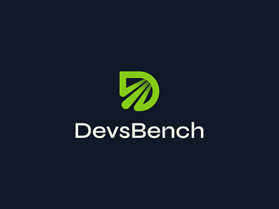Logo for DevsBench bench branding clean d letter developers devs devsbench gradient green it logo minimalistic outsourcing startup vector