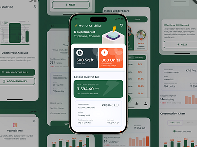 Bill Management App: Streamline Your Electric Bills effortlessly appdesign bill ebbillmanagement electricity ev homepage management app mobile app tracking app ui ui design