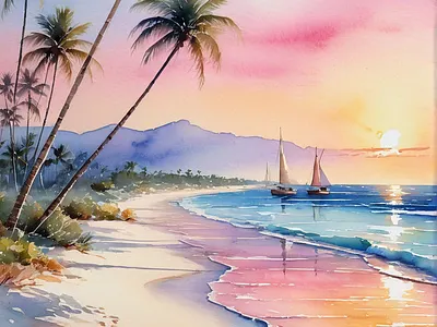 beautiful sea beach design graphic design illustration