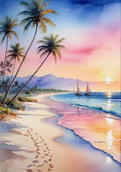 beautiful sea beach design graphic design illustration