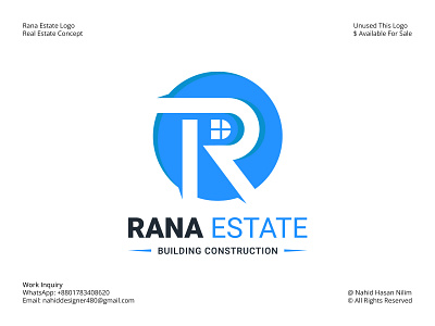 Rana Estate Logo, Real Estate Logo, Construction Logo, Home Logo architecture logo branding building logo business logo company logo construction logo corporate logo home logo hotel logo house logo logo logo branding logo design modern logo property logo r real estate logo rana estate logo real estate real estate logo real estate logo template