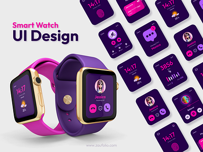 Smart Watch UI Design branding design pink purple smart watch ui ui design ux wearable