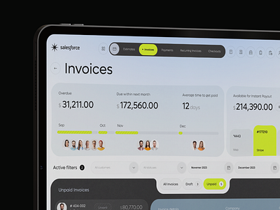 Salesforce CRM - Invoice Management Dashboard admin app app design automation b2b business corporate crm dashboard design finance invoice product design saas sales software ui ux web web app