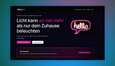 VREEDA Landing Page iot devices smart lights web design webflow webflow design