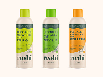 Roobi - Brand Identity & Packaging bold bottle bright carbon neutral cleaning coffee descaler design earthy colors ethical home label living logo logotype modern packaging sustainable wordmark zero waste