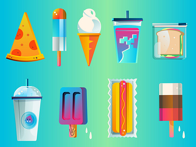 Gradient Study cold cup cold drink frozen treat hot dog ice cream lolly pepperoni pizza popsicle restaurant supply sandwich bag soft serve