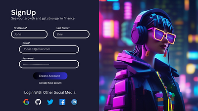 Daily Ui-001 SignUp page 3d branding css dailyui design graphic design html illustration logo ui uiux