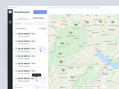 A visual differentiation of receivers’ statuses for a drone app design agency eleken product design saas ui ui design ui ux design ux ux design