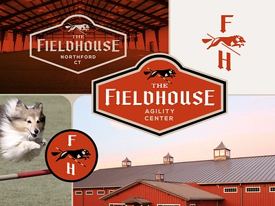 The Fieldhouse - Agility Center Branding agility badge barn branding dog dogs farm fieldhouse identity illustration lettering logo design pets print sheltie signage training typography vintage wolf