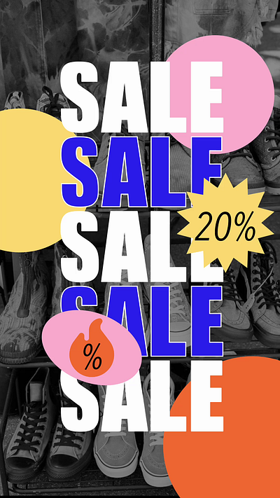 Colorful Sale Instagram Promo animation circles colors contrast graphic design instagram story sale star text
