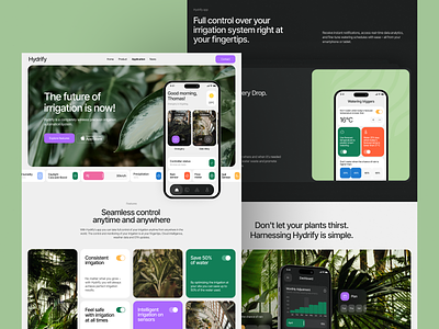 Watering System Landing Page Design app app design automated watering branding design interaction design interface landing page mobile app mobile application mobile design ui user experience utilities ux watering web web design web marketing website