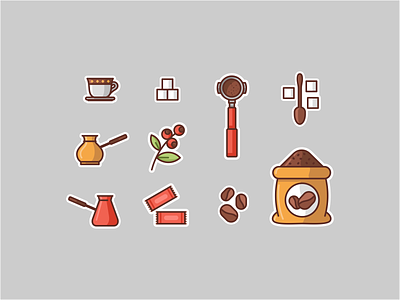 Coffee icons branding brewing cafe cafeteria coffee cold design drink graphic design hot icon icon set illustration logo pins stickers vector